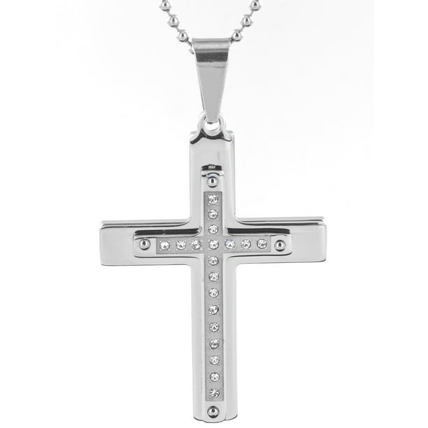 West Coast Jewelry Sterling Silver Cubic Zirconia Latin Cross Pendant 